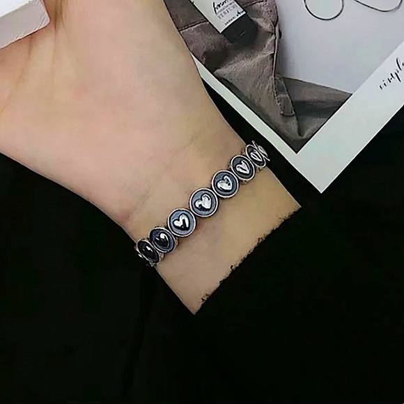 Sterling Silver Heart Bangle Ring Matching Set - Picture 7 of 8